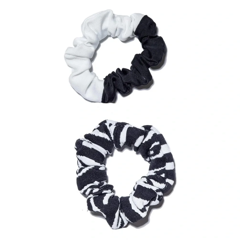 Lele Sadoughi scrunchies in Zebra Stripes and Black and White. Pack of 2. New!